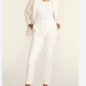 NWT J Crew Linen Blend Elastic/Drawstring Waist Pants Ivory Size 14